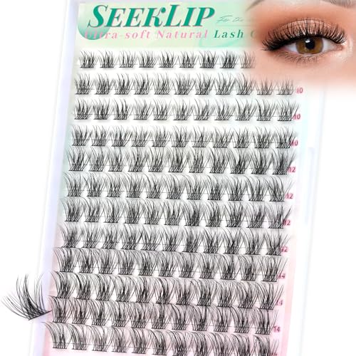 Natural Lash Clusters Wispy Eyelash Clusters 8-14mm Ultra-soft Cluster Eyelash Extensions 132pcs Lightweight Individual Lashes with Thin Band Lashes Natural Look for Beginners (Dandelion)