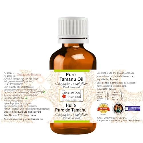 Greenwood Essential Tamanu Oil (Calophyllum inophyllum) | Cold Pressed | Natural | Undiluted | For Diluting Essential Oils | For Hair, Skin & Massage | Men & Women | 15ml (0.50 oz)