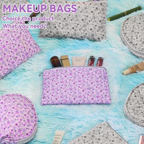 12pcs Women’s Makeup Bags Set - Purple Waterproof Travel Cosmetic Pouches