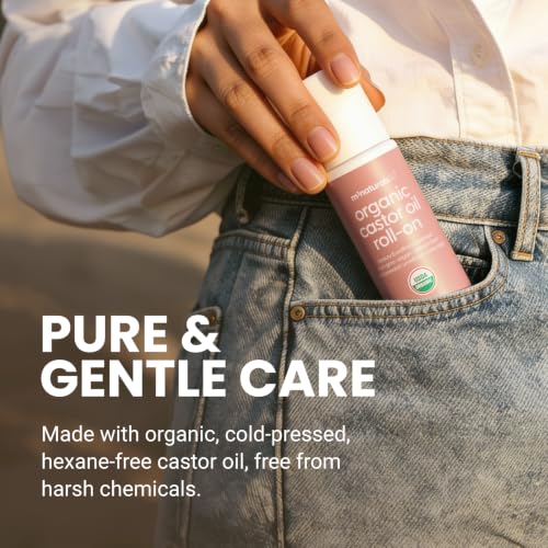 M3 Naturals Organic Castor Oil Roll-On 3 fl oz – Cold-Pressed, Hexane-Free