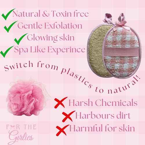 Natural Loofah Exfoliating Body Scrubber for Women Made with Natural Egyptian Loofa Sponge, Bath Shower Luffa lufa for face and Body. exfoliator Scrub Pads
