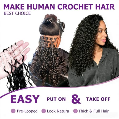 Jeekwiss 22 Inch Burmese Curly Crochet Human Hair 120g - Lightweight & Reusable