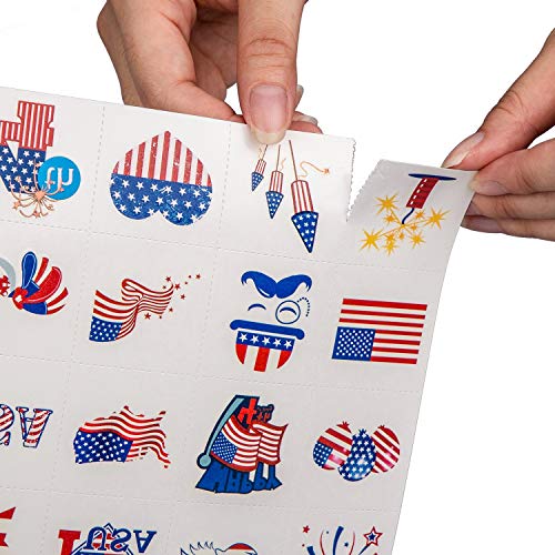 288 Patriotic Temporary Tattoos Glow in Dark - 48 Designs