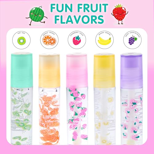 10-Pack Fruity Lip Gloss Set with Carrying Case for Kids