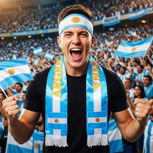 CAKURE Soccer Fan Headband Set Flag Print Sports Headbands for Adults