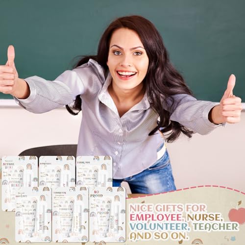 Loopeer 48 Set/ 96 Pcs Teacher Appreciation Gift Bulk Boho Rainbow Lip Balm Hand Cream Lotion Set Small Thank You Gifts Party Favors for Women Employee Coworker Staff Galentine's Day