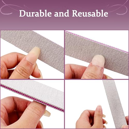 12 Pack Reusable Professional Nail Files 100/180 Grit Double Sided Manicure Tools