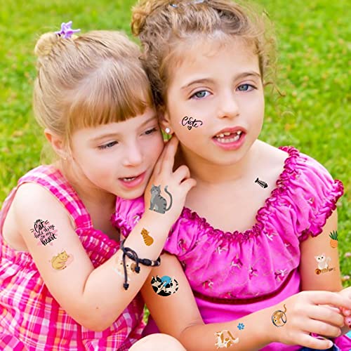 Cute Cat Temporary Tattoos for Kids - 20 Sheets