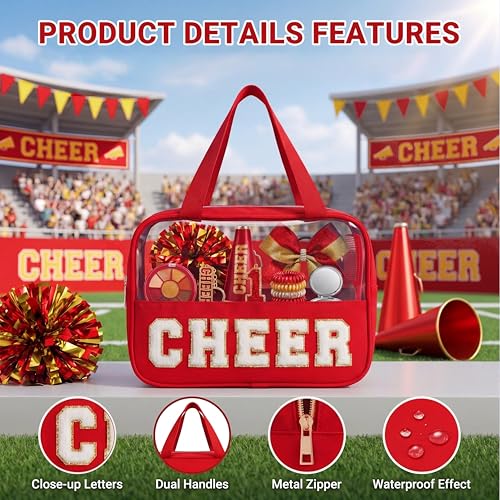 Cheer Makeup Bag with Chenille Letters - Cheerleader Cosmetic Pouch