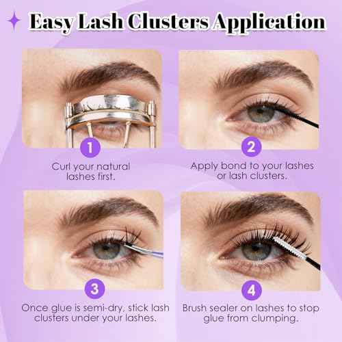 CyanoooGenesis 30D+40D+50D+60D Lash Clusters Kit for Beginners – 640Pcs/320 Pairs 9-16mm 8-Length False Lashes with Dual-Head Bond & Seal, Precision Tweezer for DIY Lash Extension