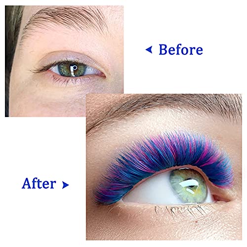 QUEWEL Easy Fan Volume Lashes .07 D Curl Blue Volume Lash Extensions 9-16mm Mixed Lash Tray Color Lashes Extension Self Fanning 2D-10D (Blue 0.07 D 9-16mm)