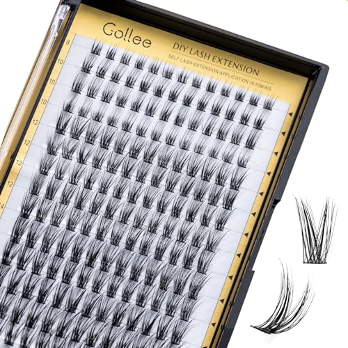 Lash Clusters 168Pcs Cluster Lashes D Curl Lash Clusters Mix 8-16mm Individual Eyelashes Clusters Wispy DIY Eyelash Extension Thin Band Soft to Use at Home (0.07D-D-Mix8-16)