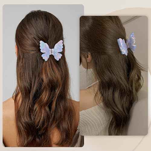 4Pcs Double Layered Butterfly Hair Claw Clips for Women Girls Acrylic Fashion Jaw Clip Elegant Hair Accessories for Thick and Thin Hair£¨Blue/Purple£©
