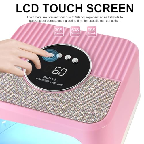 LIMEGIRL UV LED Nail Lamp Kit for Gel Polish Professional Fast Curing Pink Dryer Light Set with Protection Gloves Nail Art Cure Machine for Manicure Pedicure at Home and Salon