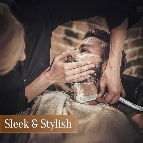 Fac?n Straight Razors for Men - Professional Barber Straight Edge Razor Kit with 100 Blades, Classic Stainless Steel Barbero Shaver for a Smooth & Precise Shave, Premium Barber Razor for Men's Shaving