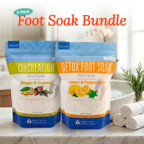 Epsom Salt Foot Soak Bundle (2 Pack) - Natural DIY Foot Spa with Scoop