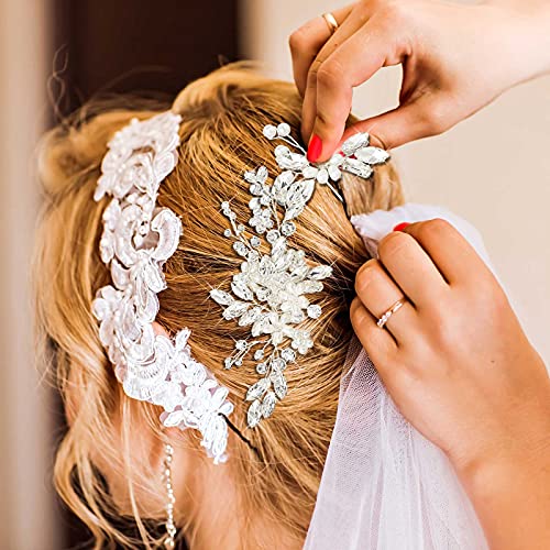 Wedding Hair Comb & 4 Bridal Pins Crystal Pearl Set