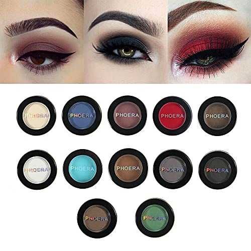 Phoera AQUAPURITY Waterproof Long Lasting Matte Eyeshadow Palette in 12 Pigment Color Face Powder Eye Shadow Cosmetic Cream Makeup Cosmetic (201 WHITE)