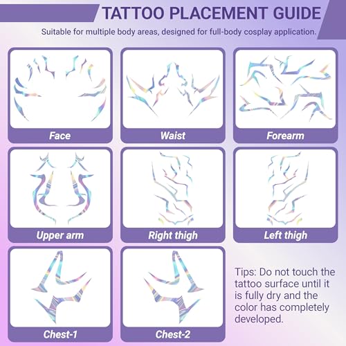 Temporary Tattoos Laser Stickers - 6pc Halloween Party Set
