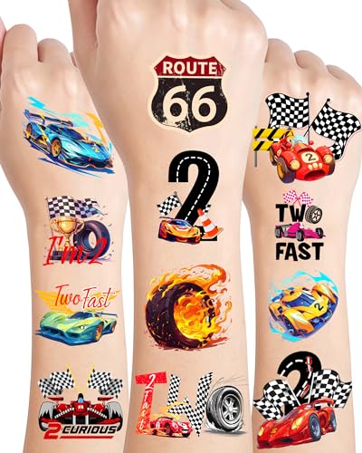 216 Pcs Two Fast Race Car Temporary Tattoos for Party