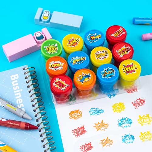 Superhero Party Favors Set - 24 Tattoos & 12 Stamps