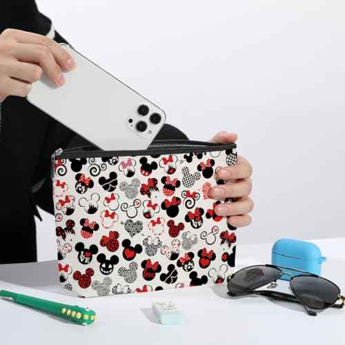 4PCS Cute Cartoon Print Makeup Bag Magic Cartoon Mouse Cosmetic Bag Cute Mouse Animal Lovers Gifts for Women Female Her Daughter Cousin Best Friend Bestie BFF Mothers Nurse Day Graduation Birthday