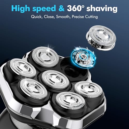7D Magnetic Replacement Shaving Head, Wet & Dry Shaver Blade Heads Replacement for Head Shaver Compatible for 7D Head Shavers for Men
