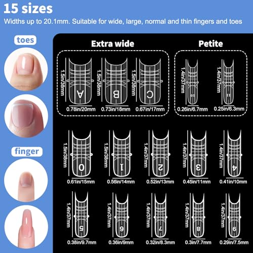150 Pcs Dual Forms for Polygel Nails - 15 Sizes for Fingers & Toes