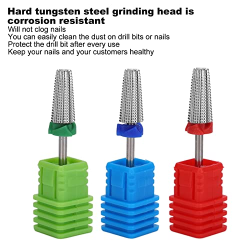 3pcs Pack Nail Drill Bit, Tungsten Steel Nail for Gel Remover,Nail Cuticle Clean Manicure Pedicure Safety Tools Home Salon Use, 2.35mm 0.09in Shank Diameter