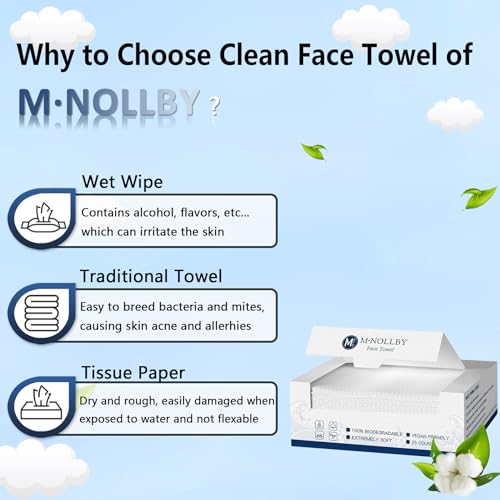 Disposable Face Towel Makeup Remover Wipes for Travel Drying Washing XL Large Biodegradable Clean Facial Towels 11*12 Inches Extra Soft Thick Cleaning Washcloths for Bathroom, Sensitive Skin 25 Count