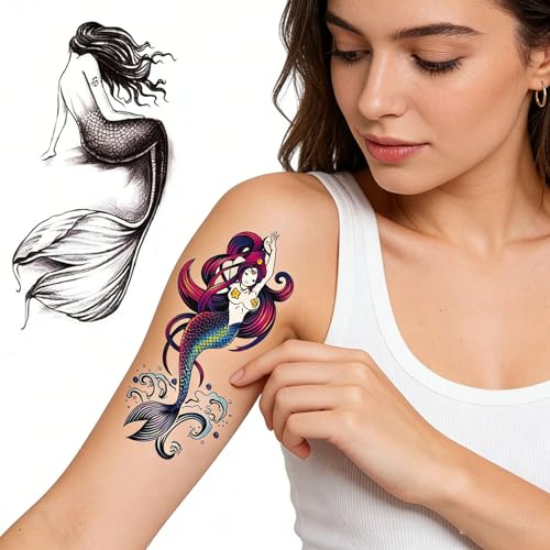 Waterproof Temporary Tattoos - Mermaid, Dragon & Tribal Designs