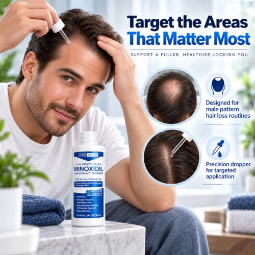 Men's Minoxidil Hair Regrowth Liquid 5% Topical Solution for Thicker Hair