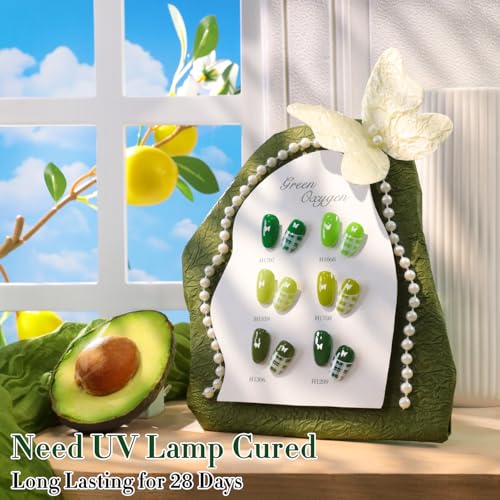 Double Rhythm Lime Forest Green Gel Nail Polish Set 6 Pcs Hema Free 15ml