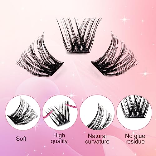 FADLASH Lash Clusters DIY Eyelash Extensions 96 Pack D Curl