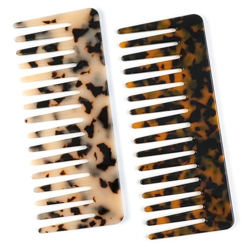 TaShow Wide Tooth Detangling Comb 2-Pack for Curly Hair