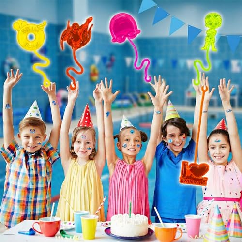 48 PCS Swim Party Favors - Sticky Hands & Tattoos for Kids