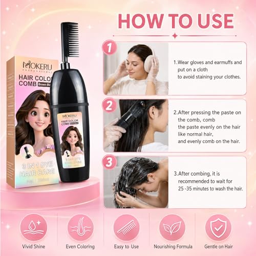 3-in-1 Herbal Hair Coloring Comb - Ammonia-Free Gray Coverage