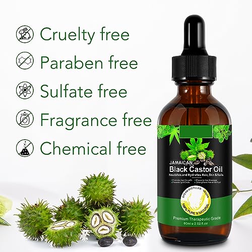 Black Castor Oil for Hair Growth & Eyelashes, 2 Fl Oz