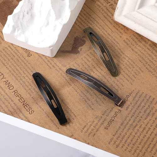 30Pcs Metal Snap Hair Clips for Women, 2.4" Brown Long Barrettes, Small Hairpin for Thick and Thin Fine Hair