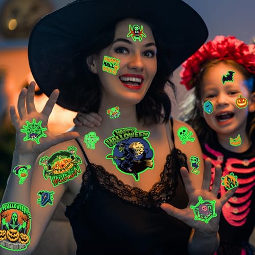 Winthrop 340 Pcs Glow in the Dark Halloween Temporary Tattoos