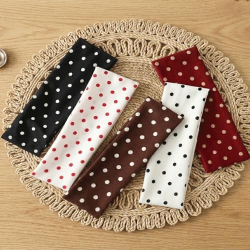 Polka Dot Headbands Set - Retro Wide Elastic Hair Bands for Women & Girls