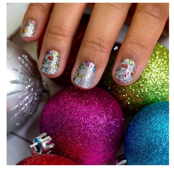 Color Street: Holiday De-light (Silver glitter w. Xmas lights)