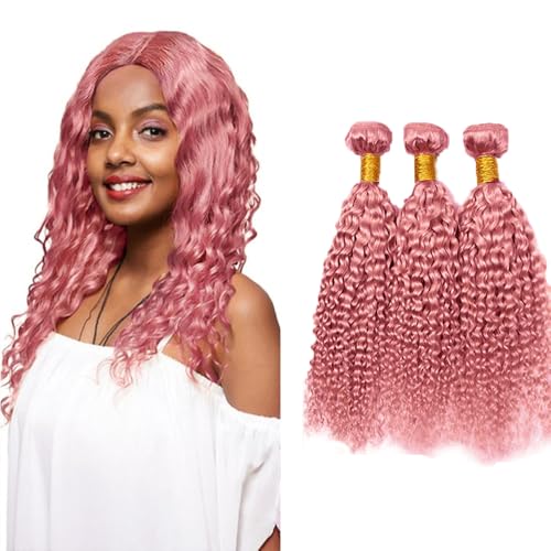 Pink Water Wave Human Hair Bundles 22 24 26 Inch 3pc
