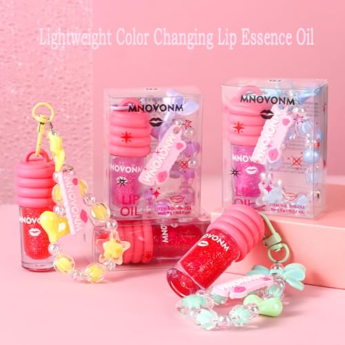 3 Colors Glimmer Tinted Lip Gloss Set with Keychain