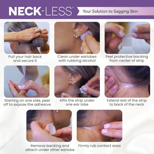 NECK-LESS Face Lift Strips - 16-Hour Waterproof Jawline Tape (25 Strips)