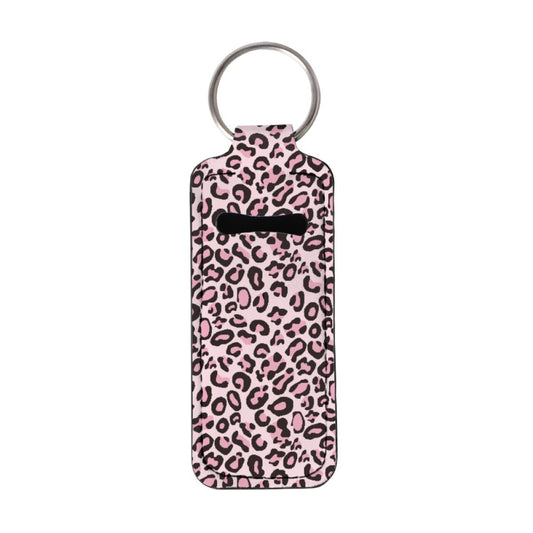 JooMeryer 1 Pack Chapstick Holders Keychains Bag Accessories Lip Balm Holsteror Lipstick Portable Sleeve Pouch for Adult Women Girls,Pink Leopard