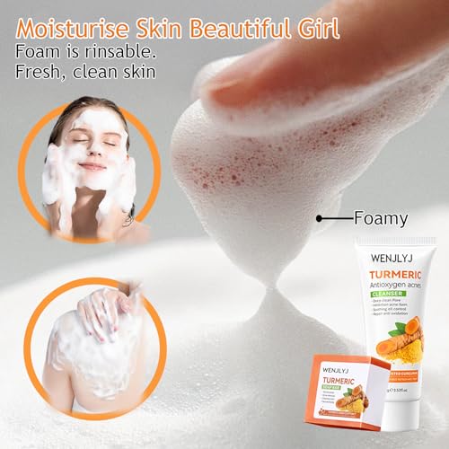 Turmeric Soap Skincare Set with Honey Face Sheets Mask,Hydrating Travel Size Turmeric Face Wash,Moisturizing Face Toner & Face Serum & Face Cream,Eye Cream Skin Care Gift Set for Women£¨9PCS)