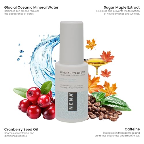 NENA Skincare Mineral Eye Cream - Hydrating Under Eye Cream for Dark Circles - Reduces Appearance of Puffiness with Canadian Glacial Water - 0.5 oz.