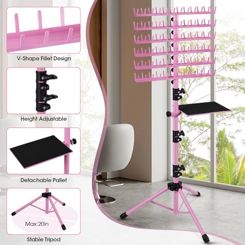 Klvied Braiding Hair Rack 144 Pegs, Adjustable Standing Holder
