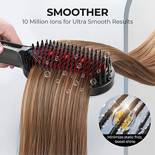 TYMO Ionic Hair Straightener Brush - 16 Temp Settings, Dual Voltage